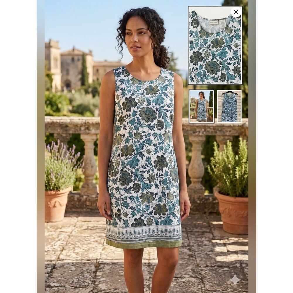 Take 50% OFF- White Stag Dresses Floral Green and White, Size-M